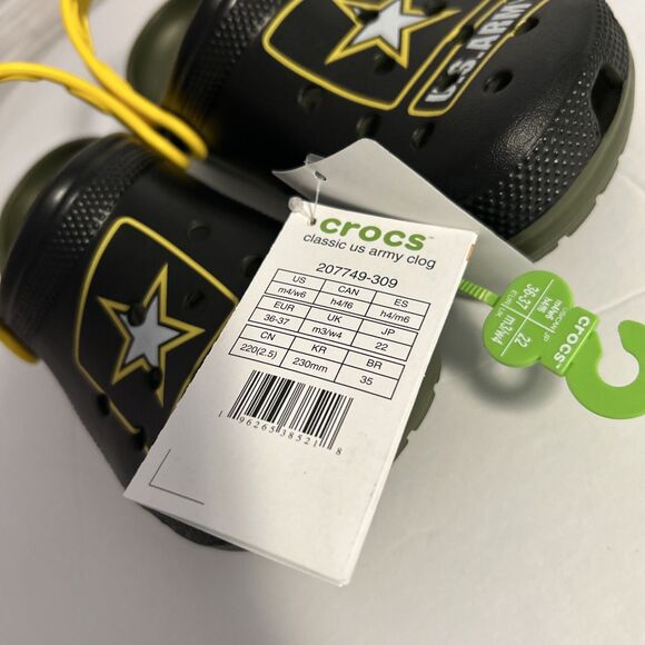 Classic Crocs US Army Green Yellow Black Size Men 4 Women 6 Adults Slip On - Picture 10 of 11